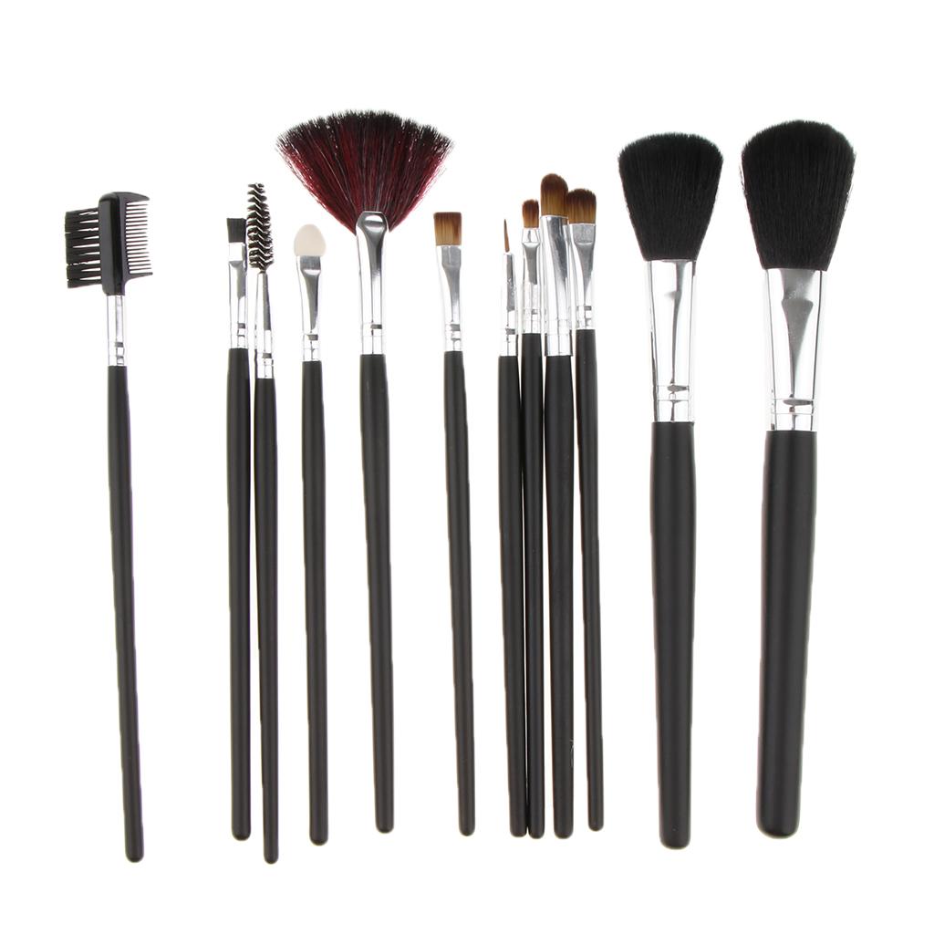 Cuticate 12 Cọ Kabuki Trang Điểm Bộ Nền Đen Phối Eyeshdow Cọ Môi W/Túi