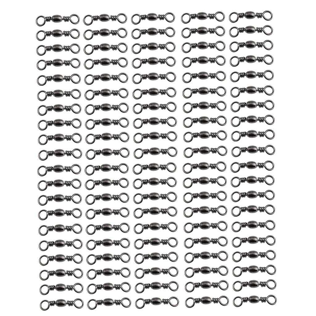 100 Pieces Rolling Barrel Swivels Bearing Hook Ring Fishing Accessories