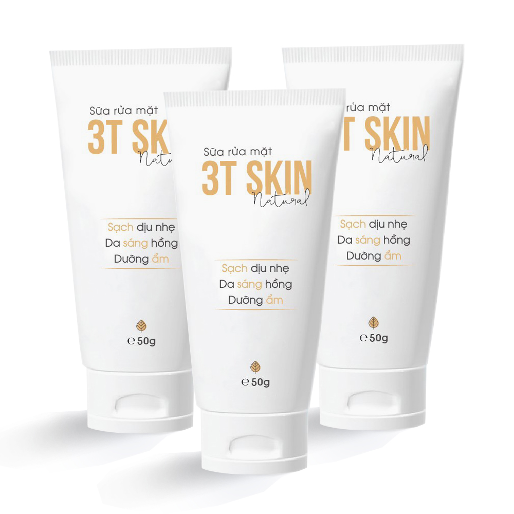 Combo 3 Sữa Rửa Mặt 3T Skin Sạch Sâu Dịu Nhẹ, Da Sáng Mịn Chiết Xuất Thiên Nhiên (50gr)