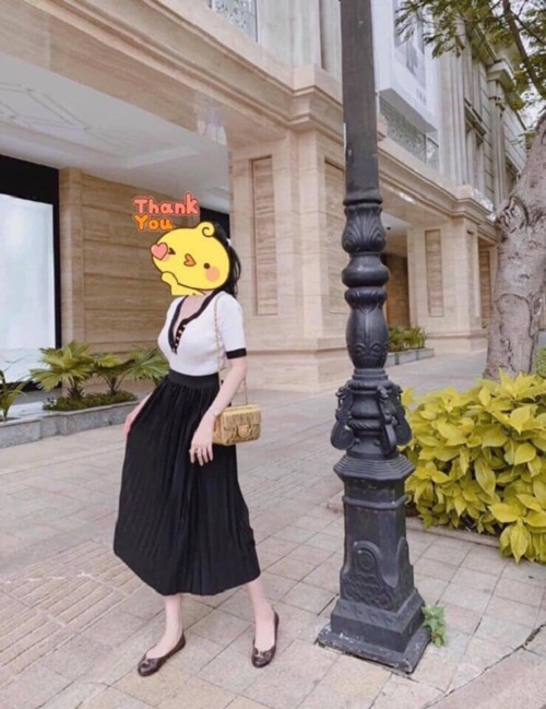 Chân váy nữ dáng dài xoè dập ly thời trang ulzzang