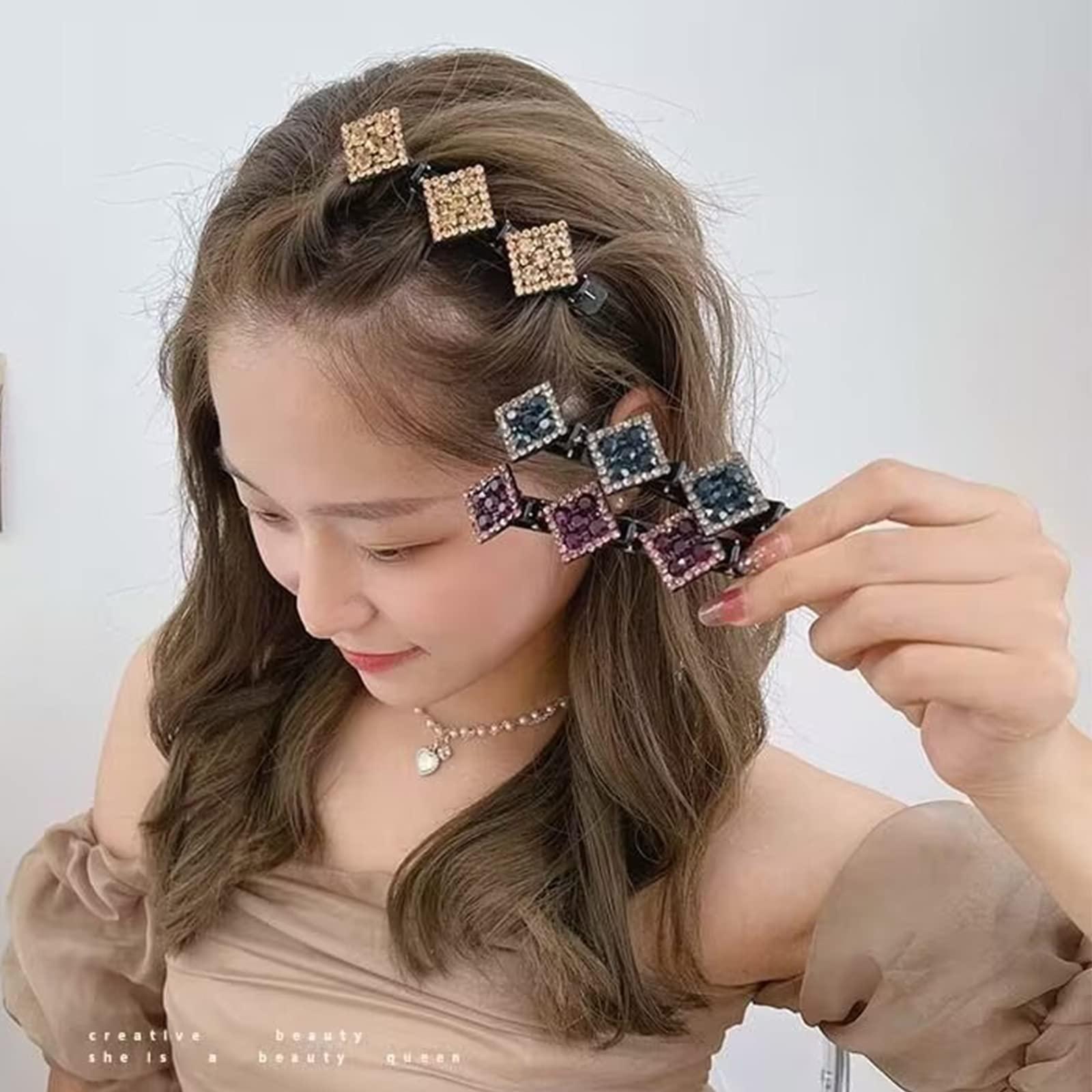 Kẻ cắt tóc với những viên đá pha lê lấp lánh, 6 miếng tóc cho phụ nữ, kẹp tóc rhinestones, kẹp tóc không trượt, phụ kiện tạo kiểu tóc, kẹp tóc hai lớp mini thời trang