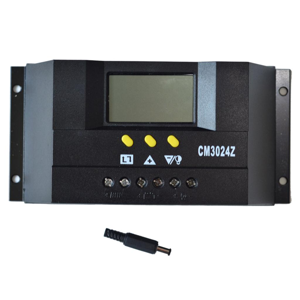 PWM 30A 12V 24V LCD Solar Charge Controller Panel Battery Regulator Auto Switch Overload Protection Temperature Compensation CM3024