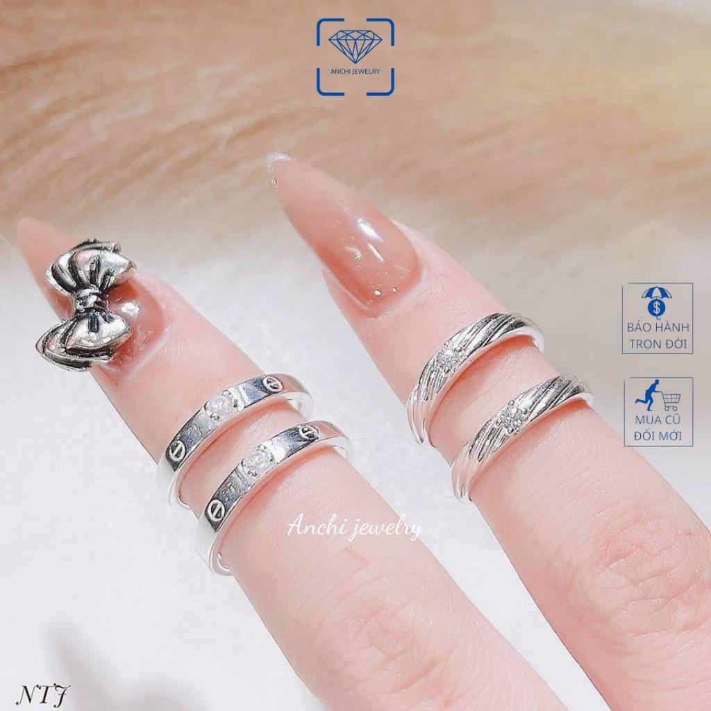 Nhẫn đôi nam nữ khắc trái tim bạc thật đẹp rẻ, Anchi jewelry, quà 8 3