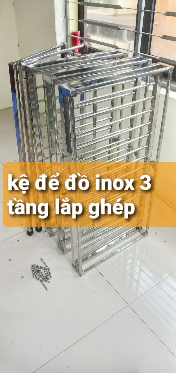 kệ để đồ nhà bếp inox 3 tầng c75 d104 ,s40 