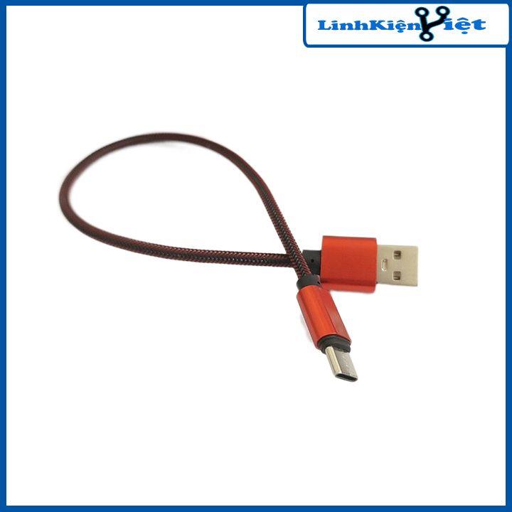 Dây cáp sạc USB type C bọc dù 30cm sạc truyền dữ liệu loại tốt