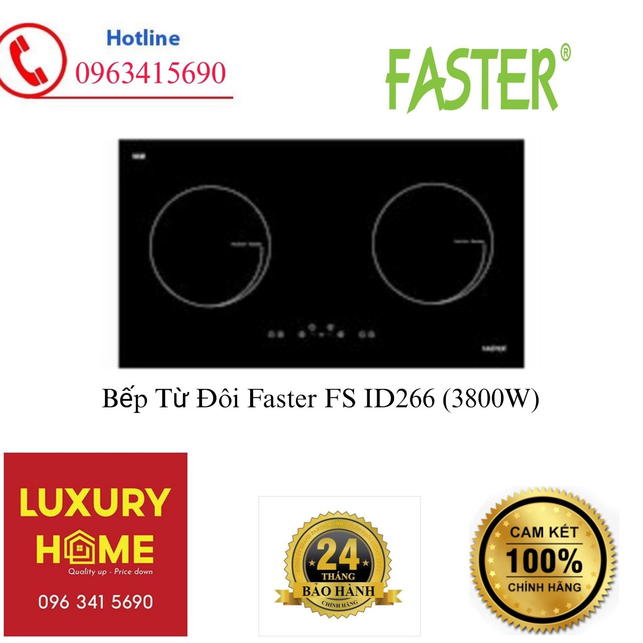 Bếp Từ Đôi Faster FS ID266 (3800W) - Hàng chính hãng