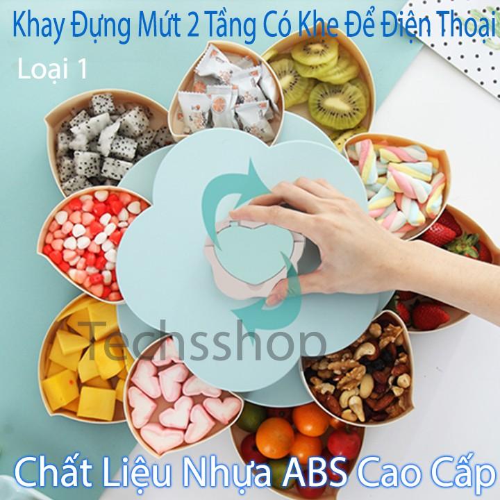 Hộp Đựng Mứt Xoay 2 Tầng Có Nắp Để Điện Thoại Nhựa ABS Dày Và Cứng Cáp