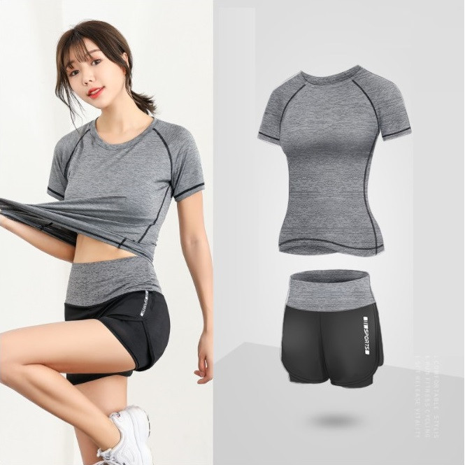 Bộ Đồ Tập Gym Nữ Trẻ Trung 2 Món - Set Quần Áo Tập GYM YOGA Nữ - Xám - M