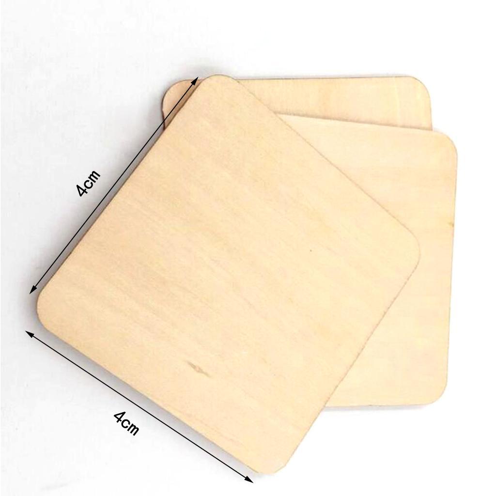 Set of 100 Square Blank Wooden Pieces Cutouts DIY Craft Supplies 1.6inch