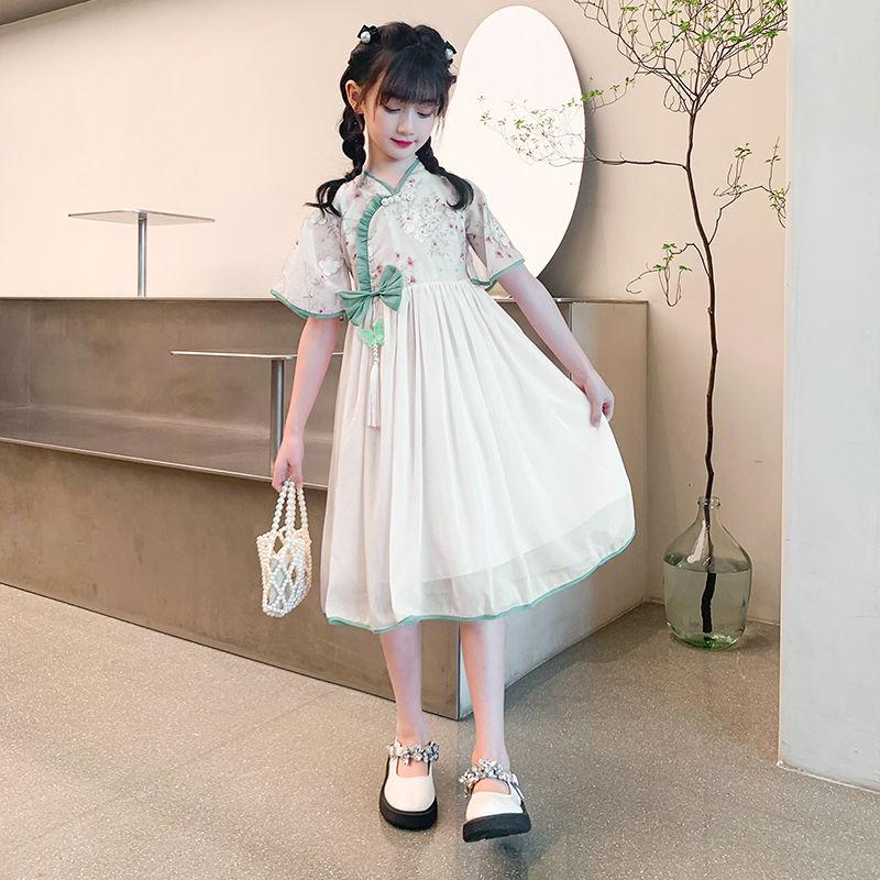 DONGSHOP HOT Váy Hanbok cho bé gái Quần áo mùa hè 2023 Quần áo trẻ em Trung Quốc Váy gió cho bé gái Váy công chúa sườn xám mùa hè
