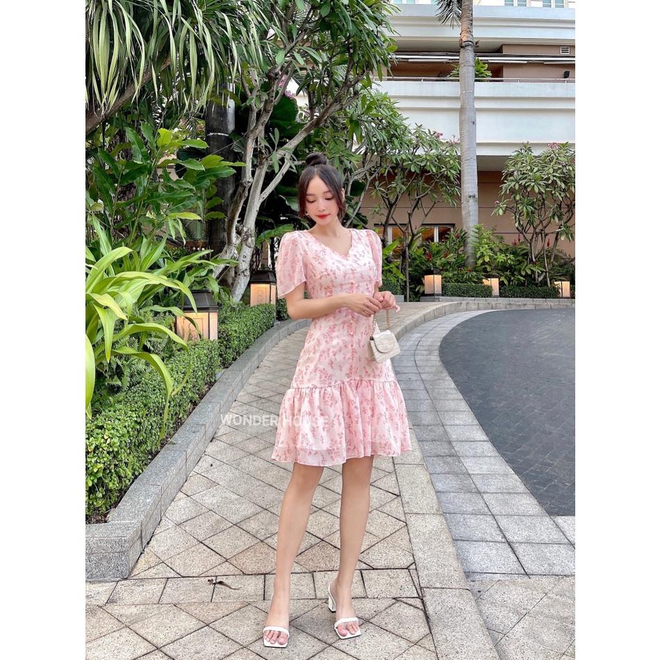 Đầm hoa Wonderhouse form suông đuôi cá xòe nhẹ công sở, dạo phố nữ tính - Yumi dress