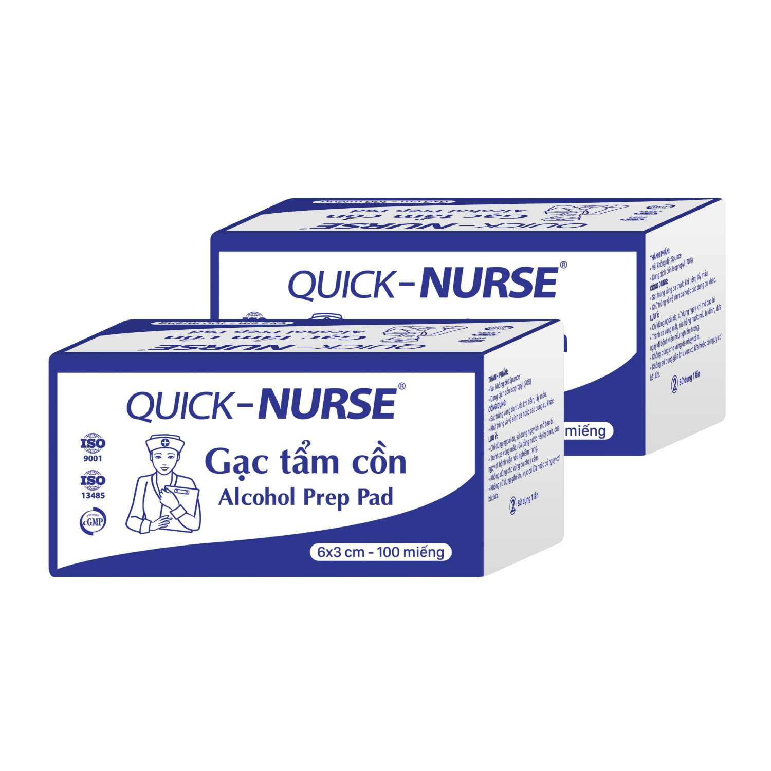 COMBO 5 HỘP GẠC TẨM CỒN QUICK- NURSE 6X3CM (100 MIẾNG x 5)