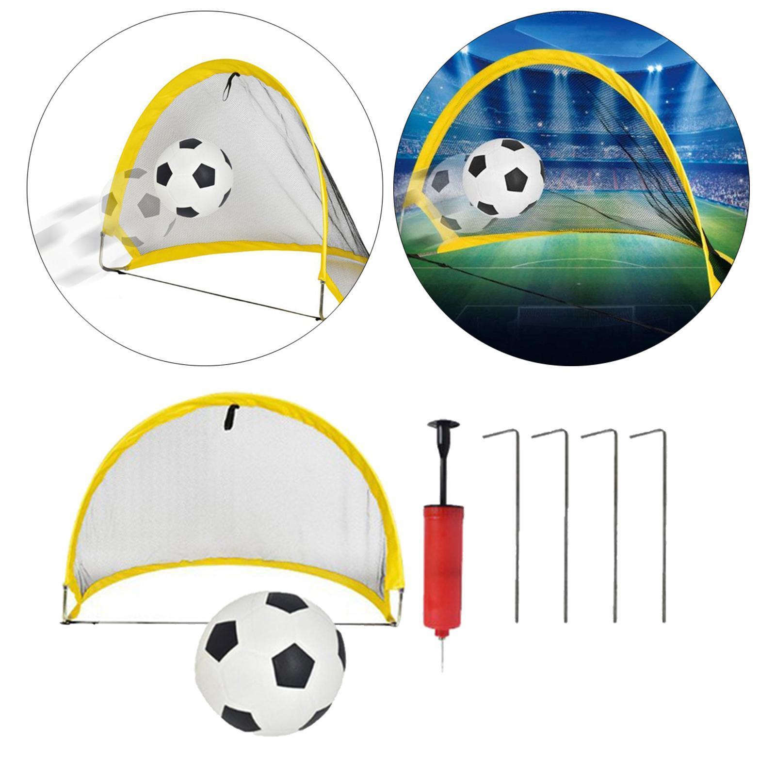 Soccer Goal - Folding Portable Net with Ball, Carry Case and Ground Stakes - Practice kids children play Adults