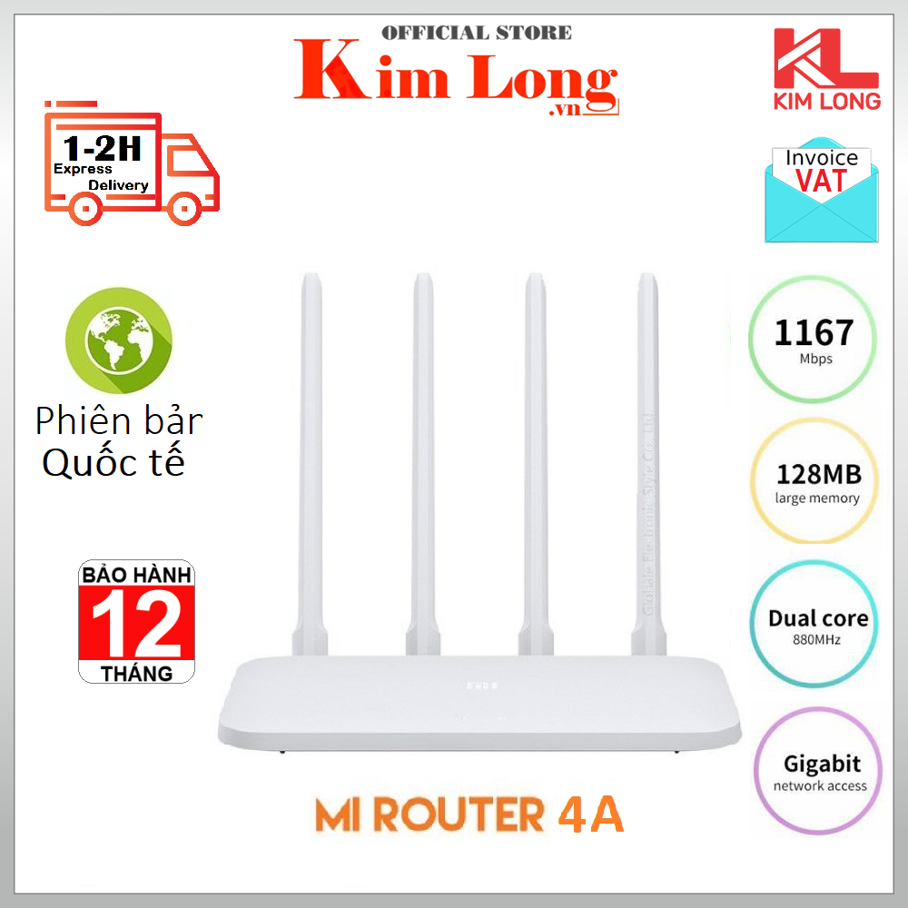 Bộ Phát Wifi 4A Xiaomi AC 1200Mbps Dualband - Mi Router 4A - Quốc Tế Tiếng Anh - Hàng chính hãng