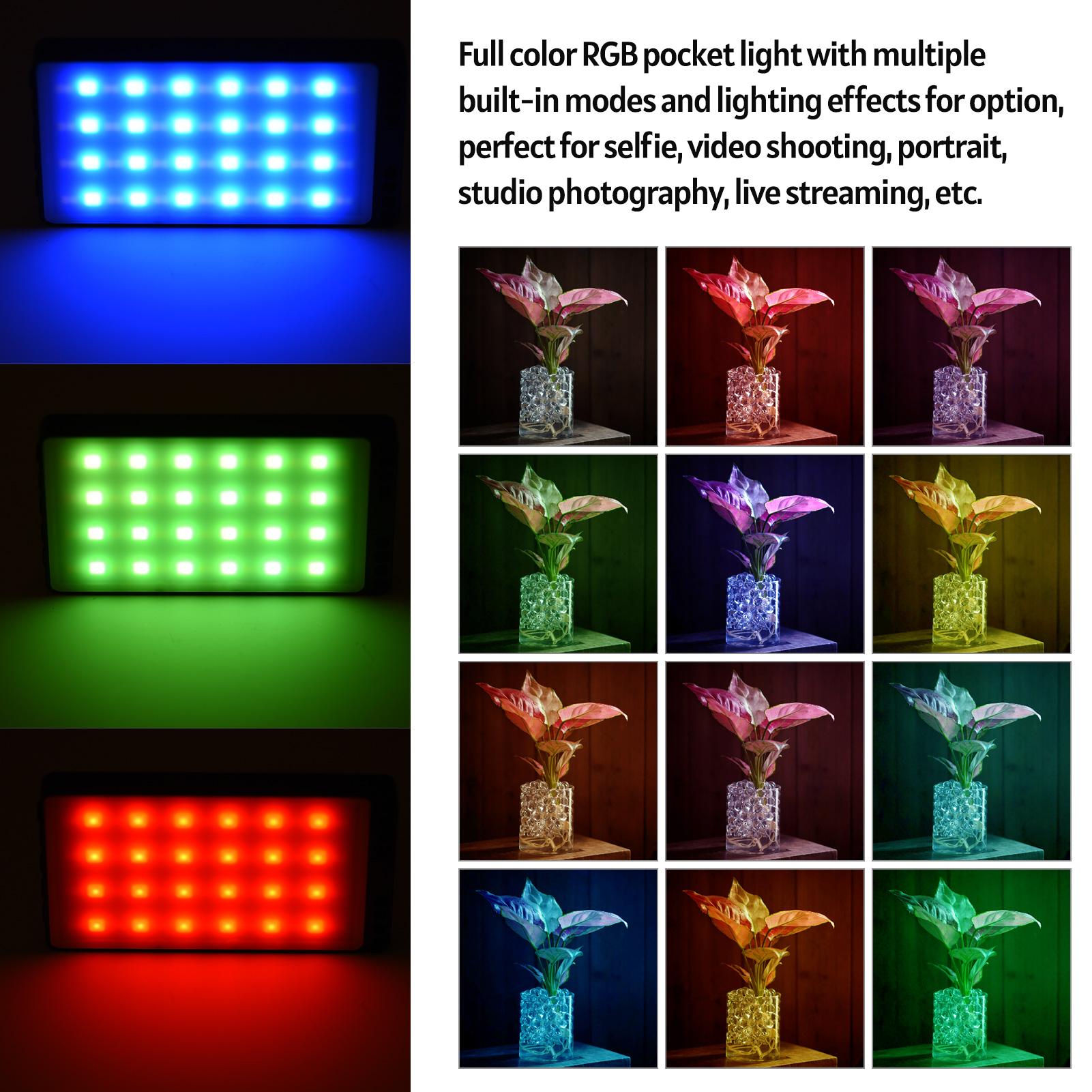 Đèn LED RGB đầy màu sắc nhỏ gọn Hai màu Nhiệt độ 3000K-6500K Độ sáng có thể thay đổi độ sáng 0% -100%