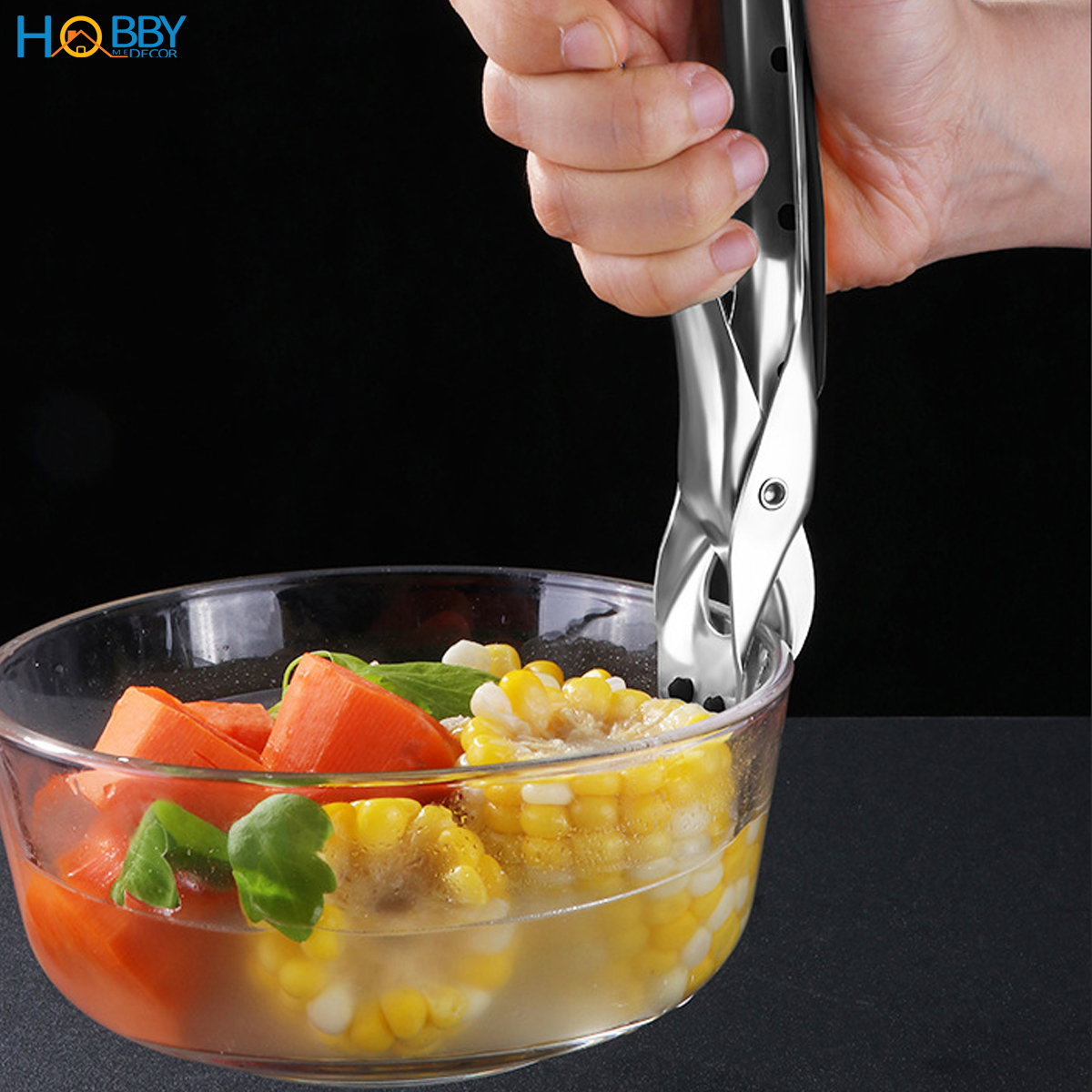 Kẹp bát đĩa nhà bếp chống nóng tay cầm inox 304 Hobby home decor KI4