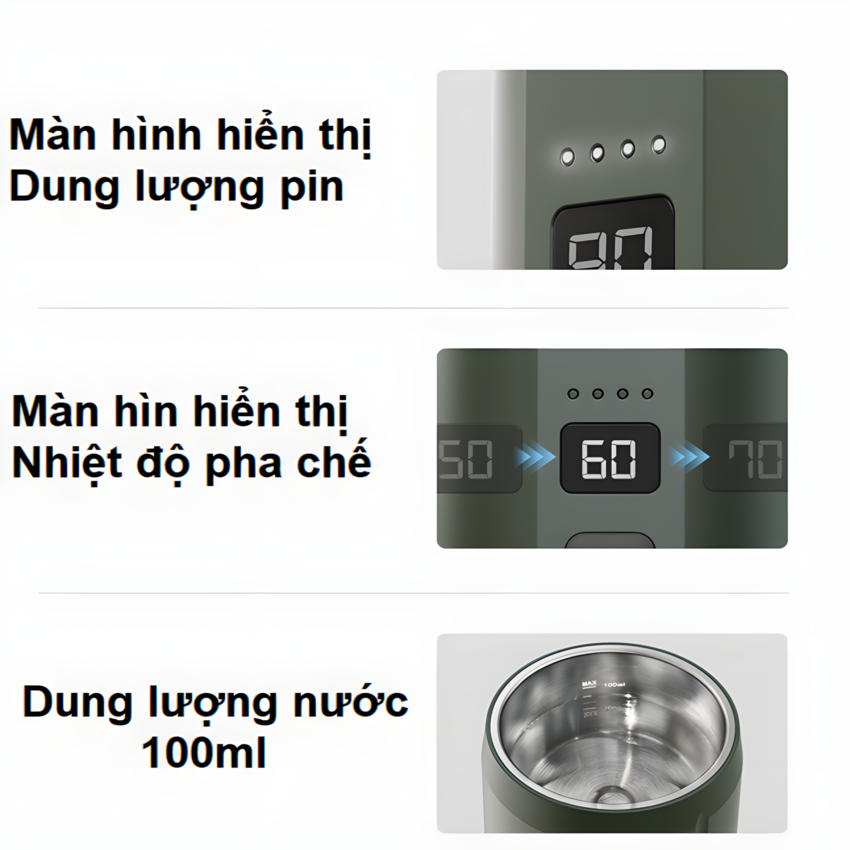 Máy pha cà phê cầm tay chuyên nghiệp Espresso 3 trong 1, dùng pin có thể pha cả nóng và lạnh thương hiệu Mỹ cao cấp HiBREW H4C - Hàng Nhập Khẩu