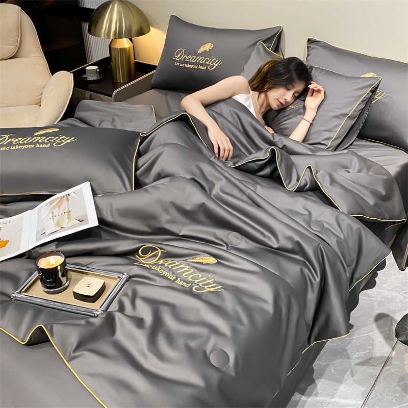 Chăn Ga Gối Đệm Mùa Hè Phi Lụa Cotton Cao Cấp Dream City Chăn Hè Trần Bông Chuẩn Khách Sạn 5 Sao