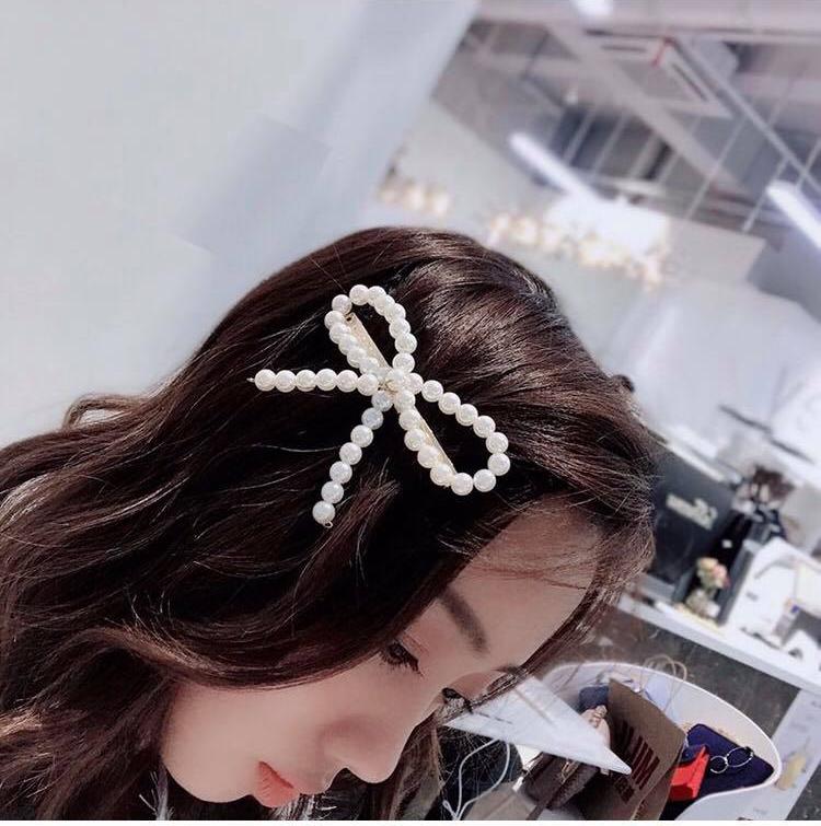 Kẹp nơ ngọc trai - kẹp hot style Hàn Quốc