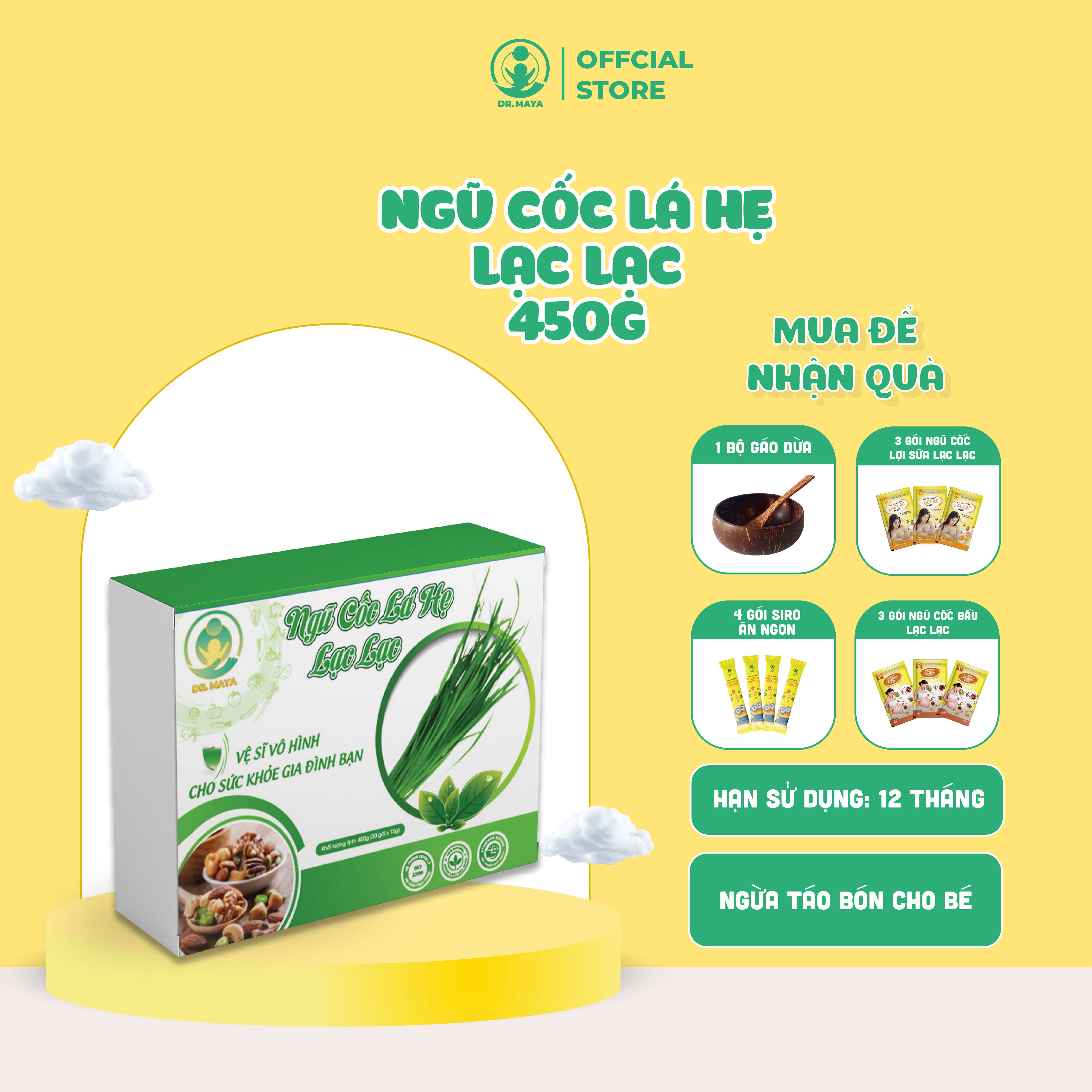 Ngũ cốc Lá hẹ Lạc Lạc Dr.maya 500g (30 Gói) hỗ trợ phòng ngừa táo bón, tăng khả năng hấp thu cho trẻ