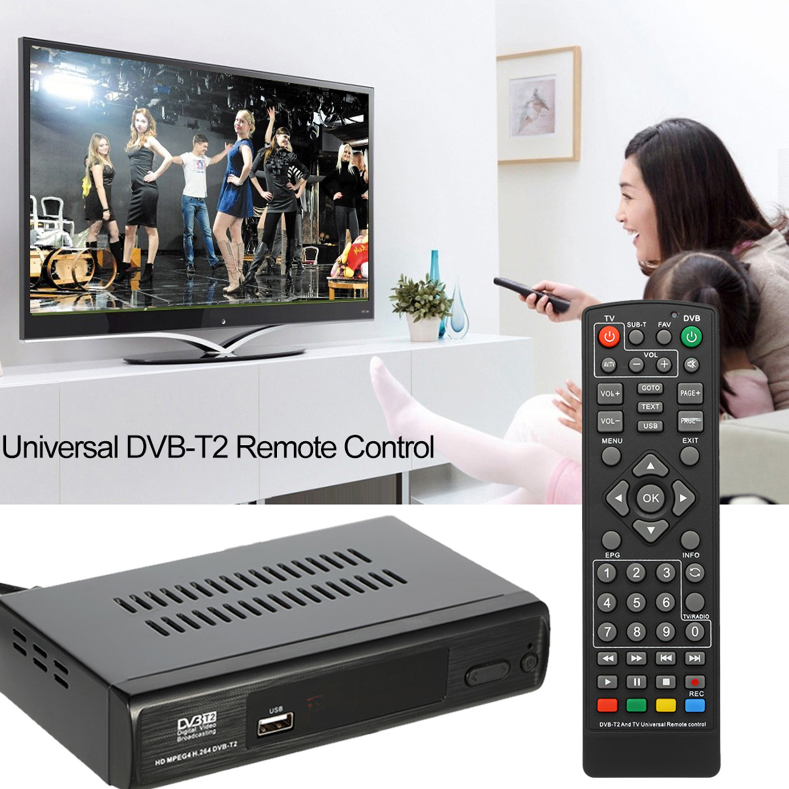 Bộ Điều Khiển Từ Xa Không Dây STB Set-Top Box DVB-T2 Đa Năng Cho HDTV TV Box Thông Minh