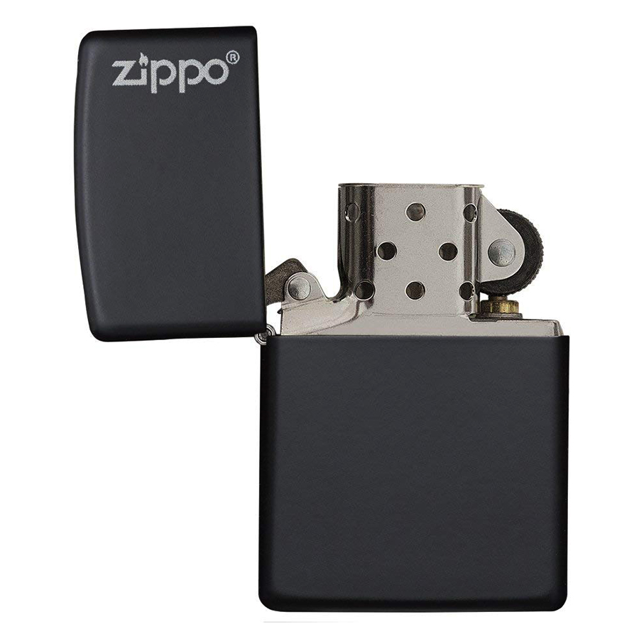 Bật Lửa Zippo Black Matte Với Logo