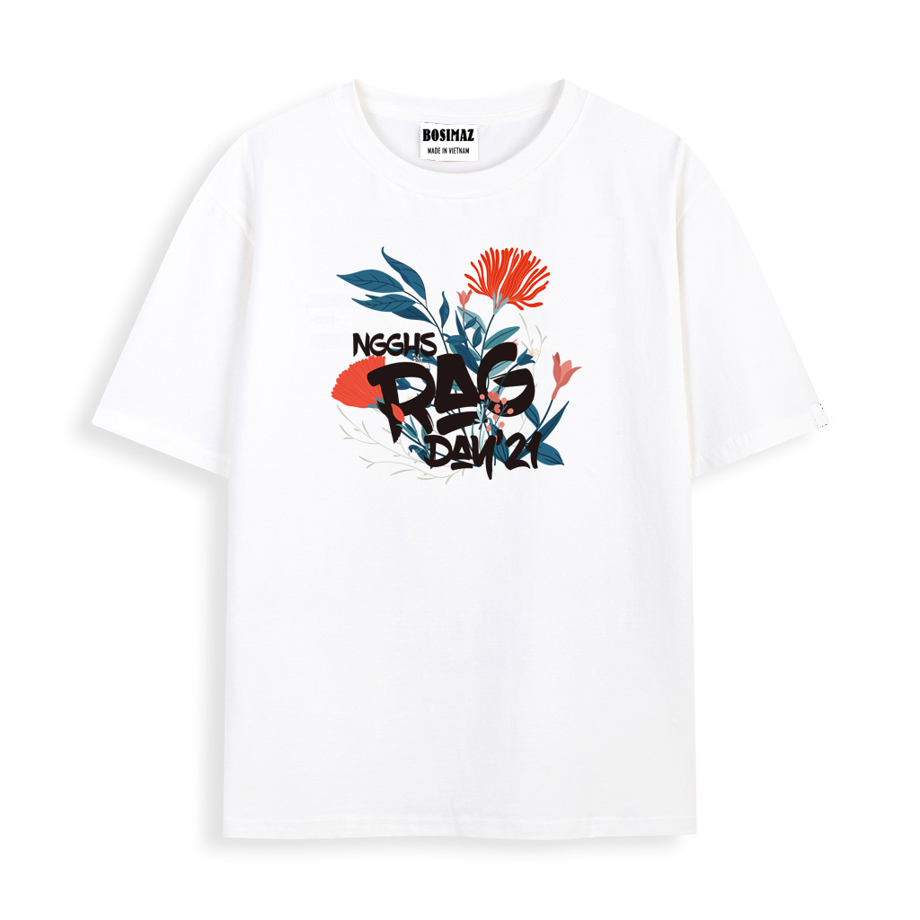 Áo thun Unisex Bosimaz TS014 cổ tròn tay lỡ phom rộng in hình hoa, thun contton 100%, vải đẹp dày, thoáng mát không xù lông.
