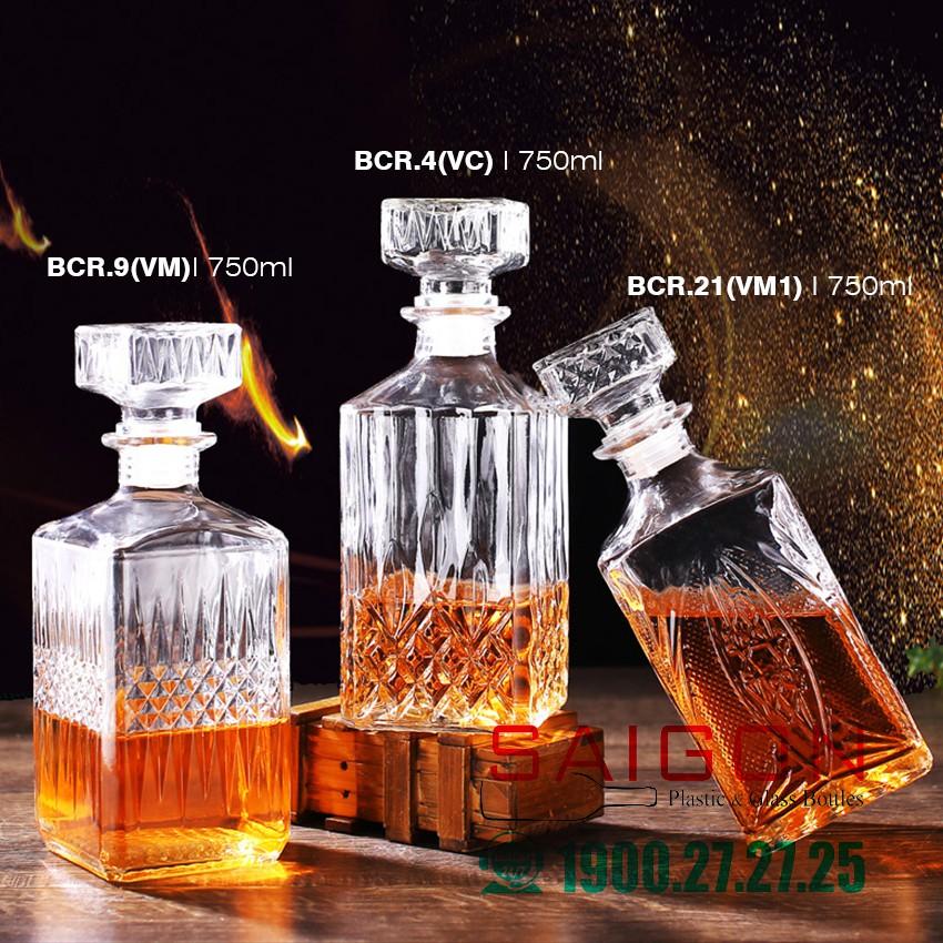 Bình Thủy Tinh Ngâm Ruou Vuông 750ml Sang Trọng