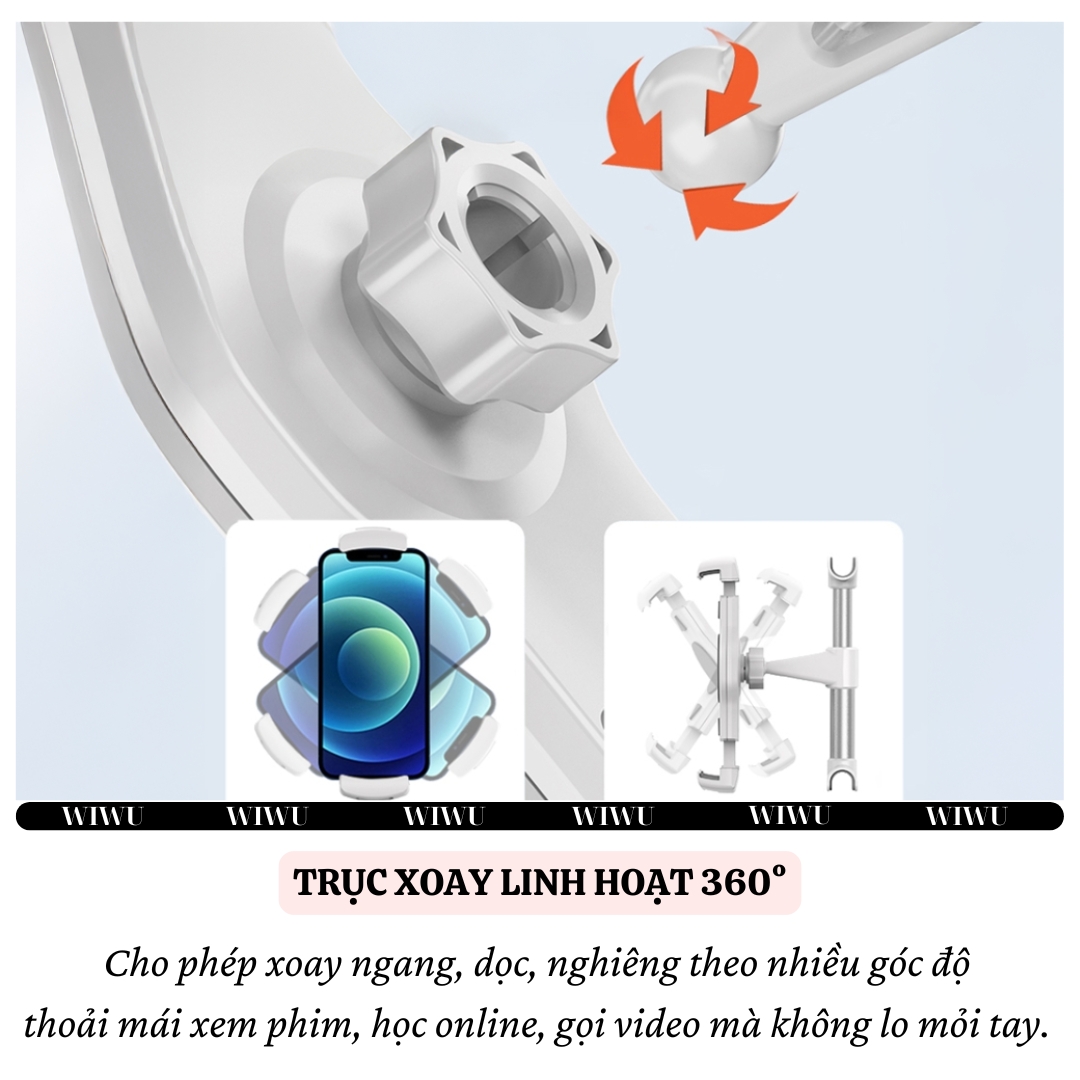 Giá Đỡ Điện Thoại /cho iPhone / cho iPad / máy tính bảng Gắn Tựa Đầu Ghế sau Ô Tô hiệu WIWU Lazy Bracket CH017 xoay 360 Thiết bị 4.7 - 13 inch - hàng nhập khẩu