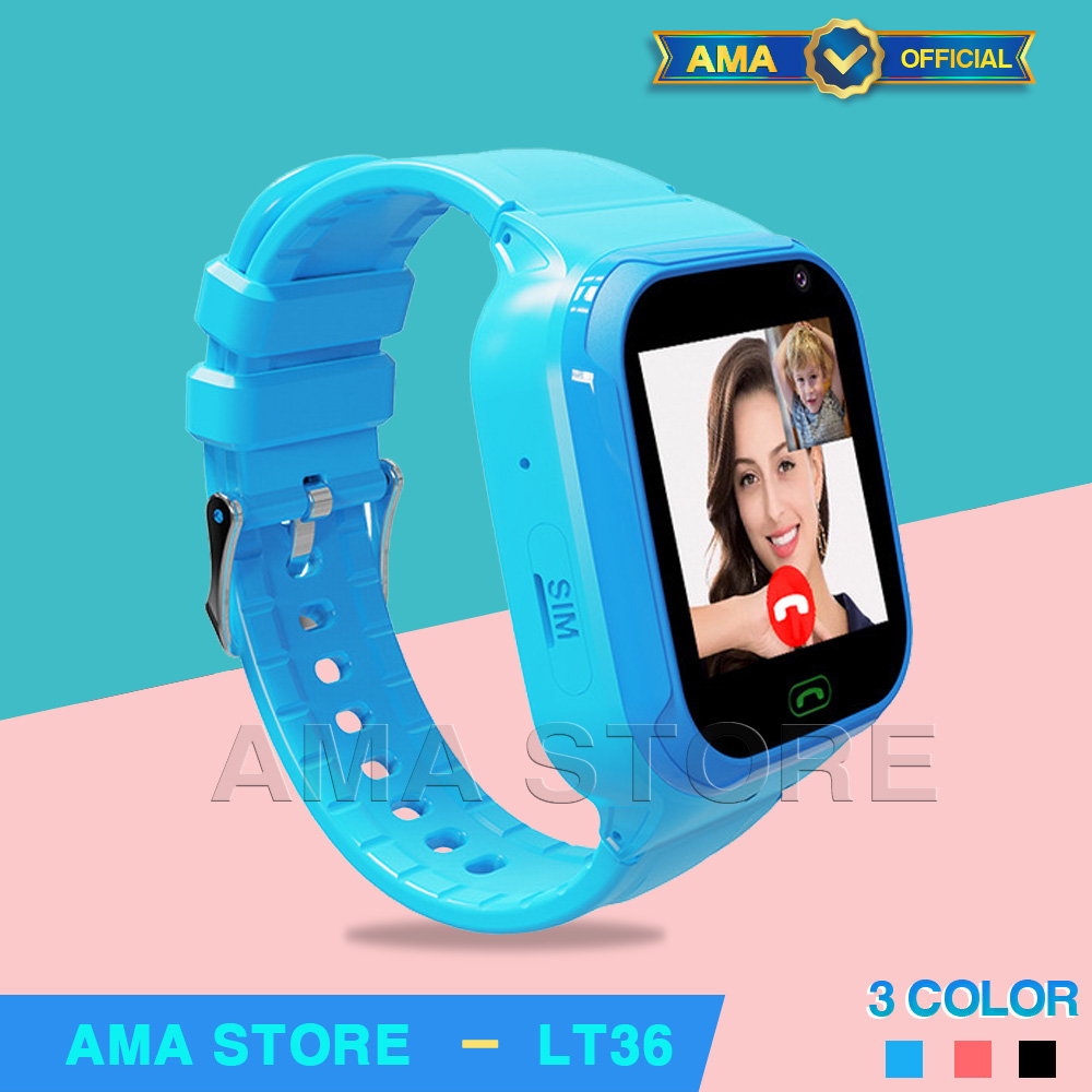 Đồng hồ Thông minh Gọi Video Call 4G, GPS, Wifi Chống nước Định vị Chuẩn AMA Watch LT36 có 3 màu Đen Hồng Xanh Hàng nhập khẩu