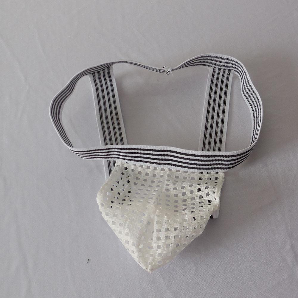 2-3pack Men's Low Waist Openwork See-Through Mesh Briefs T-Back G-String White