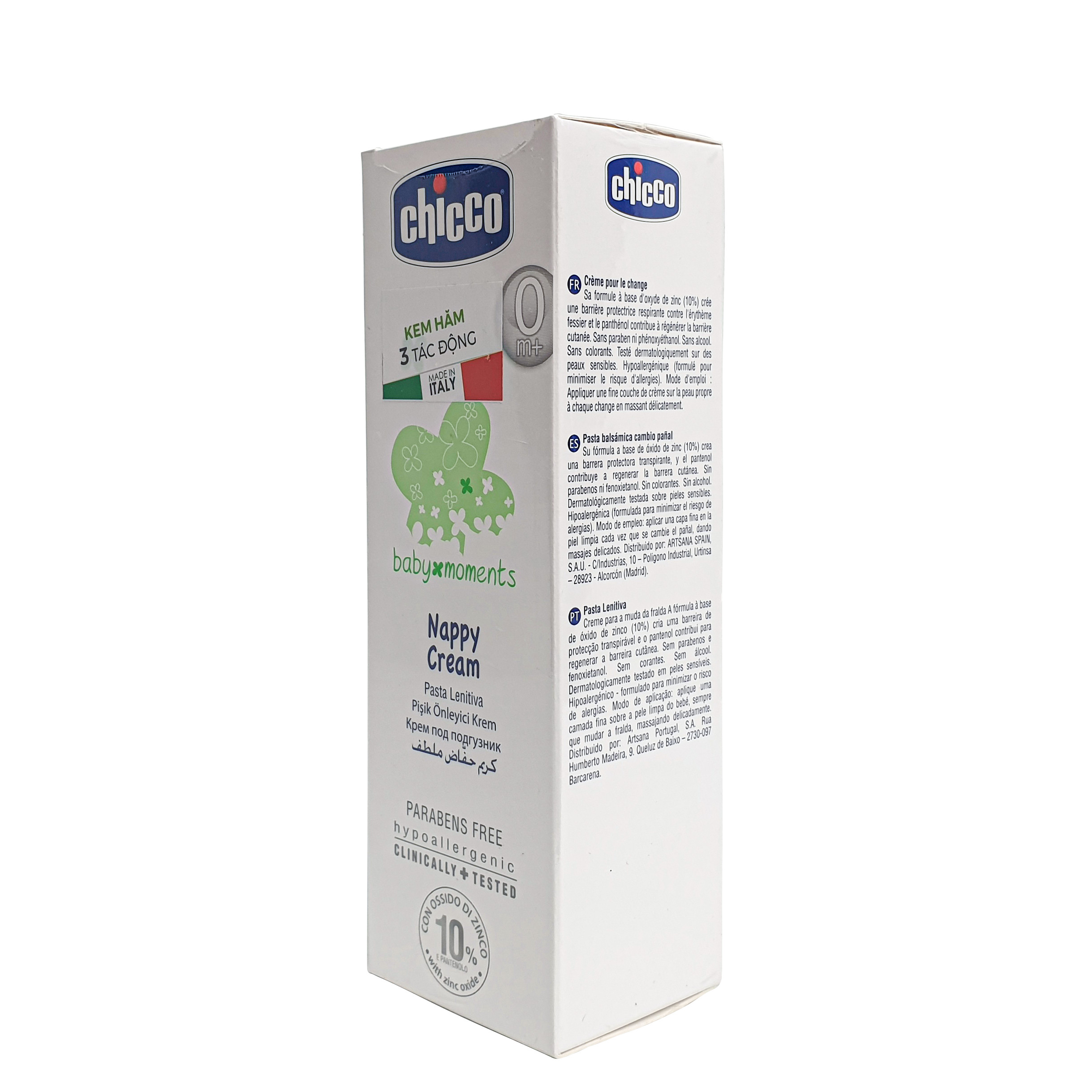 Kem Chống Hăm Dưỡng Da 3 Tác Động Chicco Baby Moments Nappy Cream, cho Bé Từ 0 Tháng, 100ml (Chính Hãng)