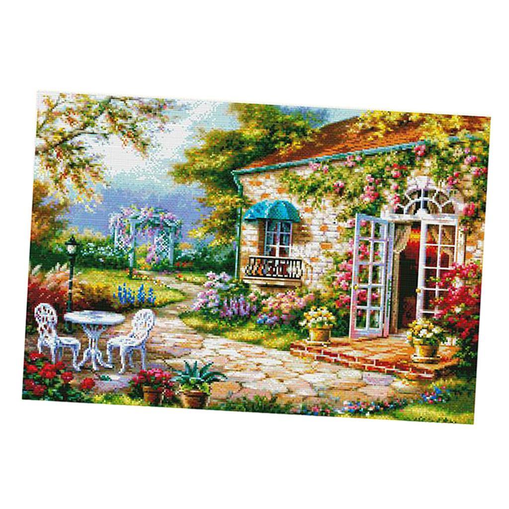 Stamped Cross Stitch Kit Embroidery Craft Pre-Printed Pattern - Garden House