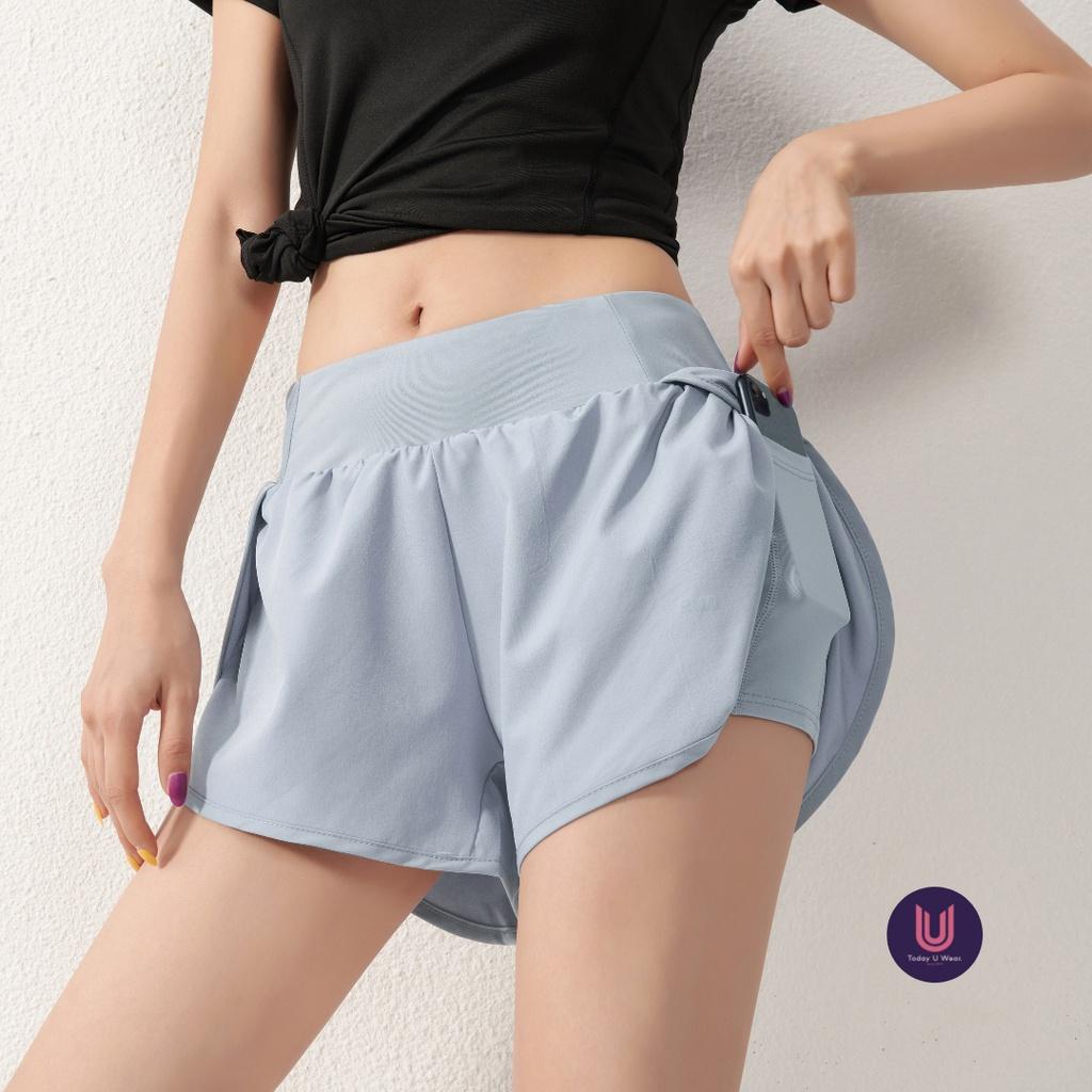 Quần Đùi Tập Thể Thao, Chạy Bộ Running Shorts (2 lớp, cạp cao, có túi, thoáng mát, thấm hút tốt, chất liệu cao cấp )