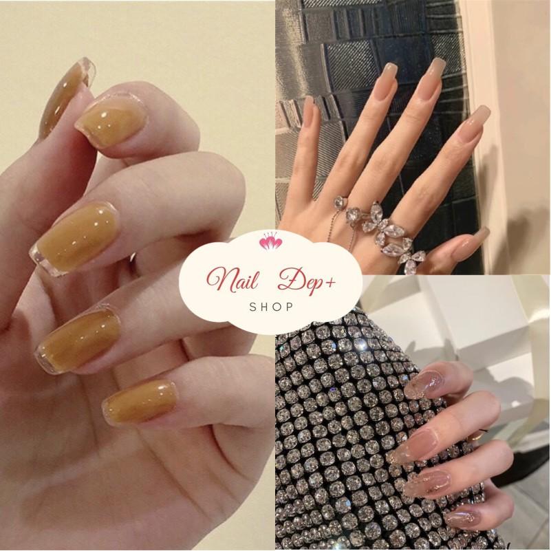 Set 24 móng giả , nail giả sơn Gel với tông màu và họa tiết trẻ trung nhẹ nhàng ( kèm keo ) AF