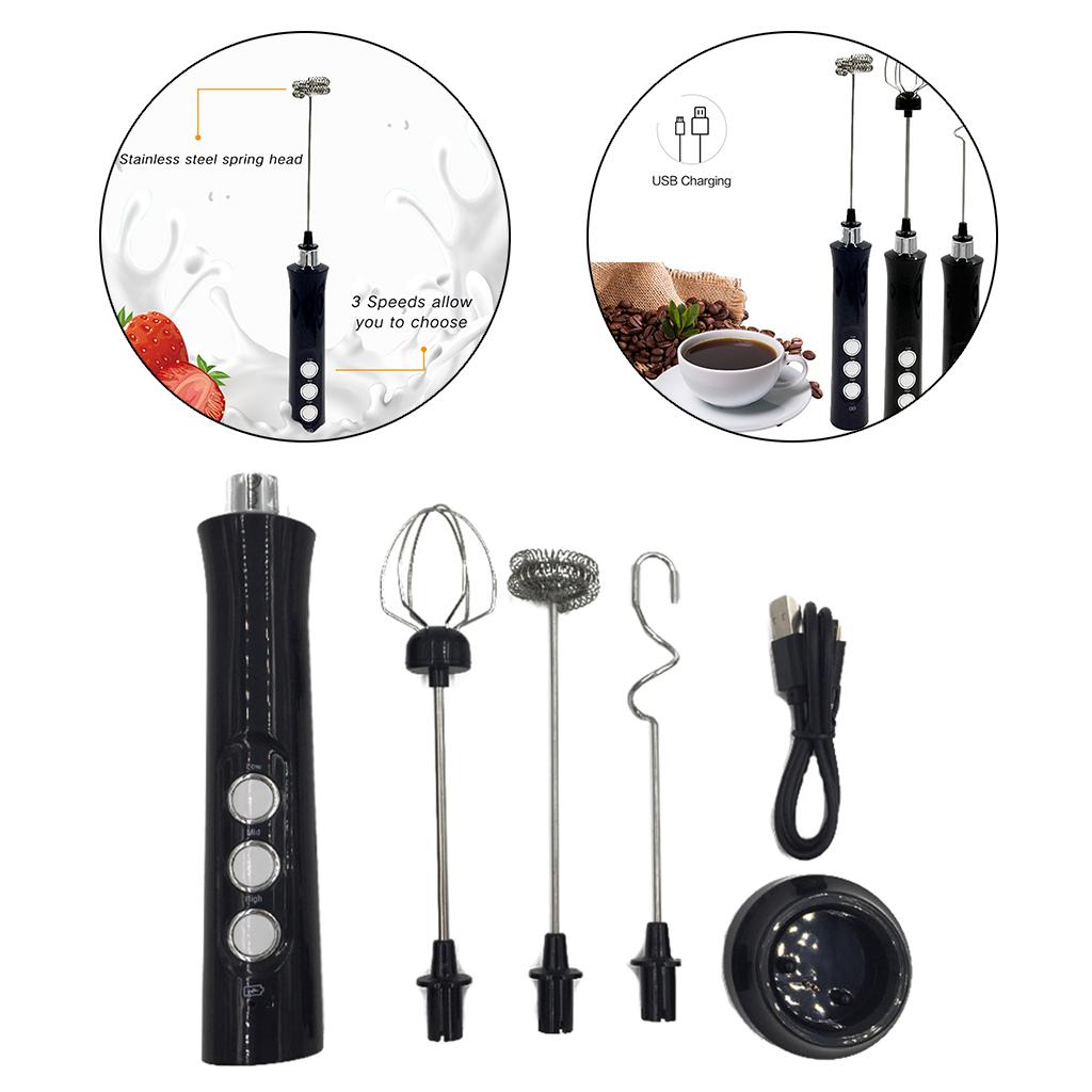 Lược Điện 3 Trong 1 Bọt Sữa Đánh Máy Tạo Bọt Trứng Trộn 3 Cấp Độ Cho Cappuccino Cà Phê Latte Nóng Socola Sữa bọt Cỏ Roi Ngựa