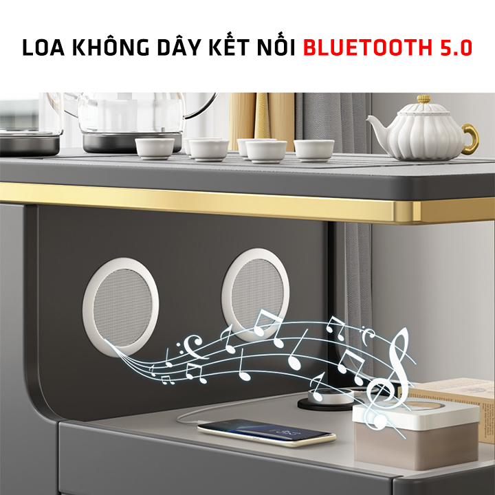 Bàn Trà Sofa Ngồi Bệt Thông Minh Đa Năng -  Bàn trà điện thông minh đun nước siêu tốc kết hợp sạc ko dây, có dây, loa bluetooth