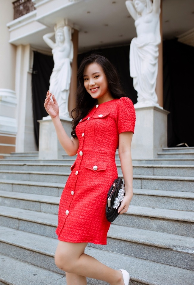 Đầm thun xốp 3D công sở tay ngắn phối 4 túi cực sang để đi làm | đi chơi | dạo phố