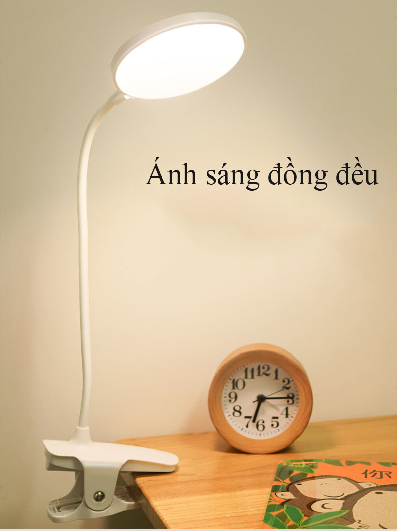 Đèn Bàn Học Đọc Sách, Làm Việc Cao Cấp Kẹp Bàn – 03 Mức Độ Ánh Sáng Vàng Bảo Vệ Mắt Chống Cận Pin 2500 mAh