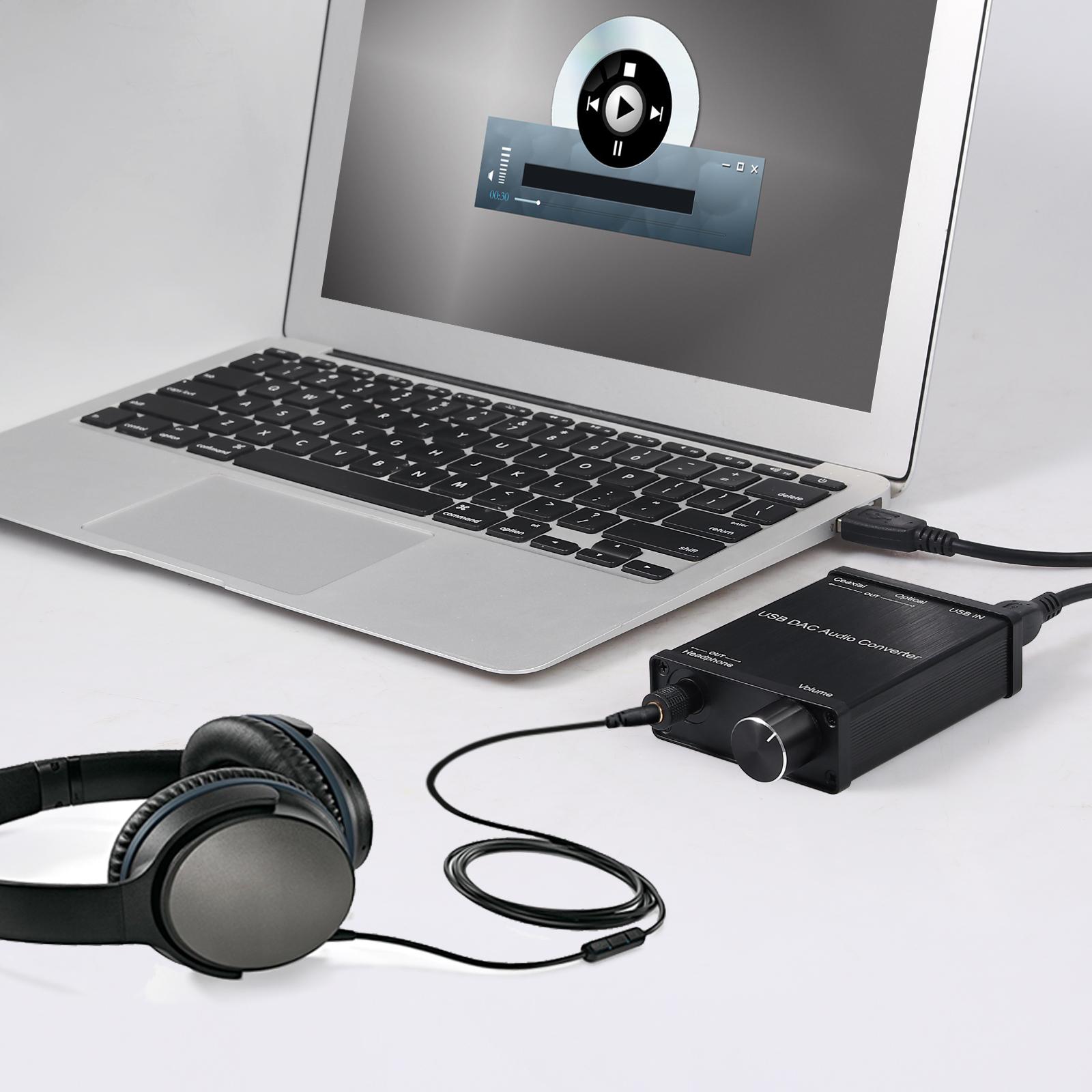 Linkfor USB Audio DAC Tai nghe bộ khuếch đại kỹ thuật số sang Analog Converter 6,35mm đến 3,5mm Card âm thanh USB để đồng trục S/PDIF