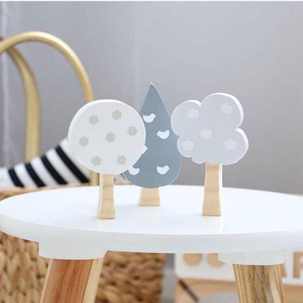 Mini Trees Building Blocks Ornaments Wooden Room Decor Wood Ornaments for Photo Props