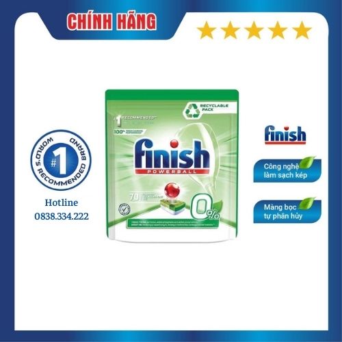 [HCM] Viên rửa bát Finish Eco 0% - 70 viên/ hộp