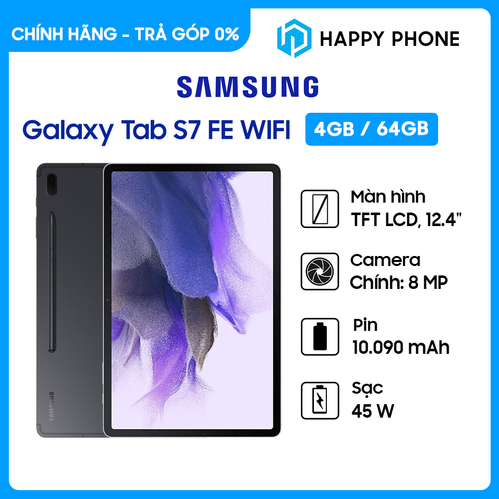 Máy tính bảng Samsung Galaxy Tab S7 FE WIFI (4GB/64GB) - Hàng chính hãng - Đã kích hoạt bảo hành điện tử