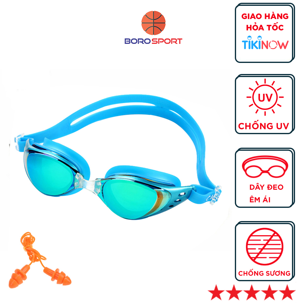 Kính Bơi Cleacco Polycarbonate Cao Cấp Chống Sương Mù , Tia Cực Tím Tặng Kèm Bịt Tai Và Đệm Mũi