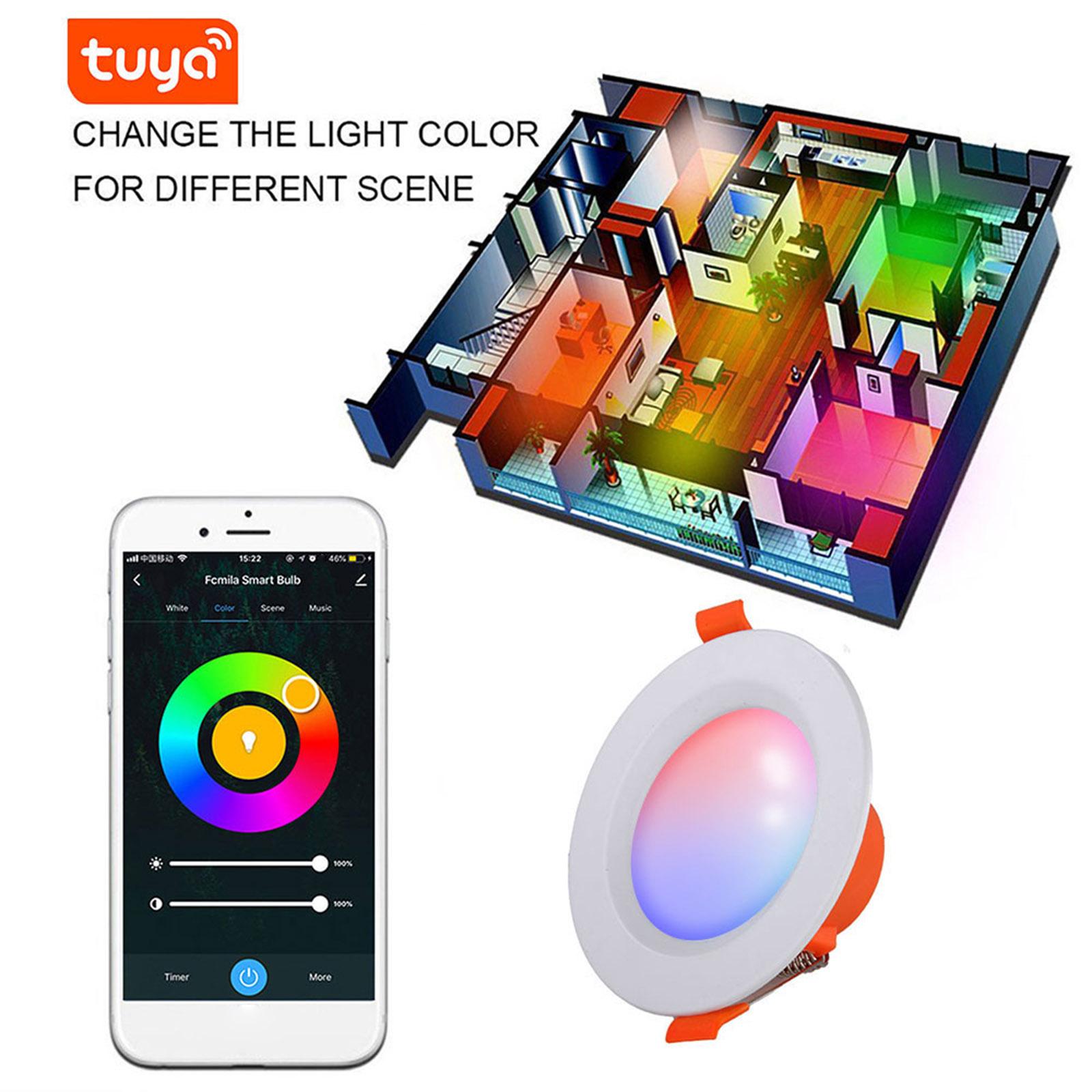 6W WiFi LED Downlight for Ceiling Home Color Change LED Recessed Spotlight APP Control RGB Multicolor Aluminum Spotlight
