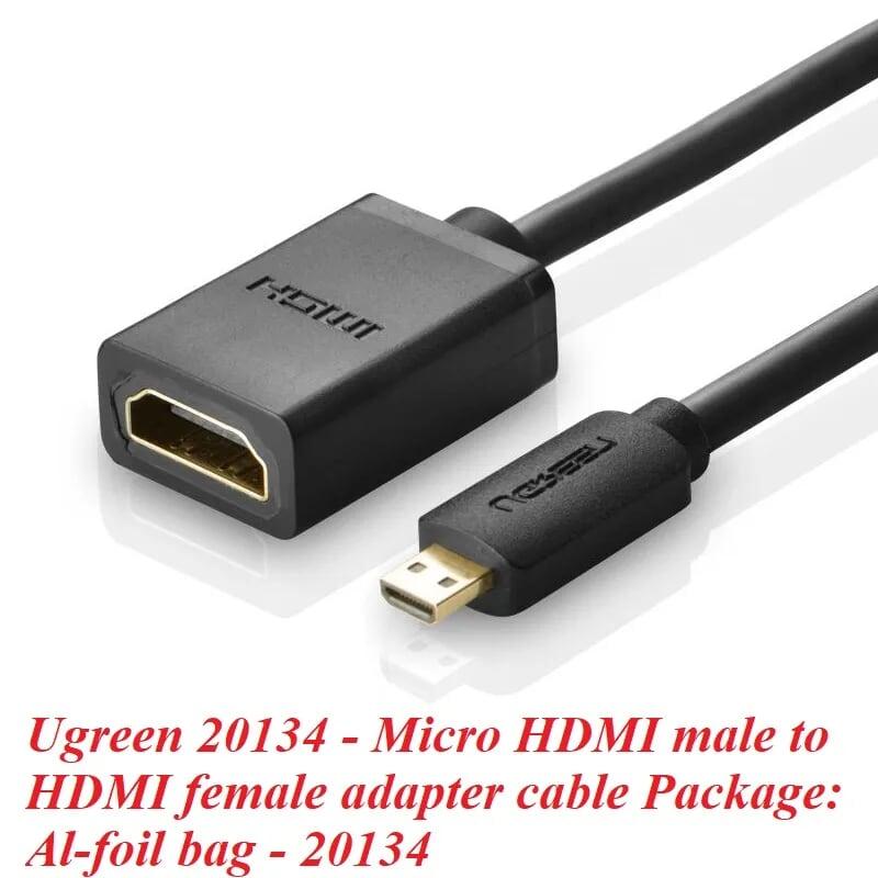 Ugreen UG2013420134TK Màu Đen Đầu chuyển đổi Micro HDMI sang HDMI âm - HÀNG CHÍNH HÃNG