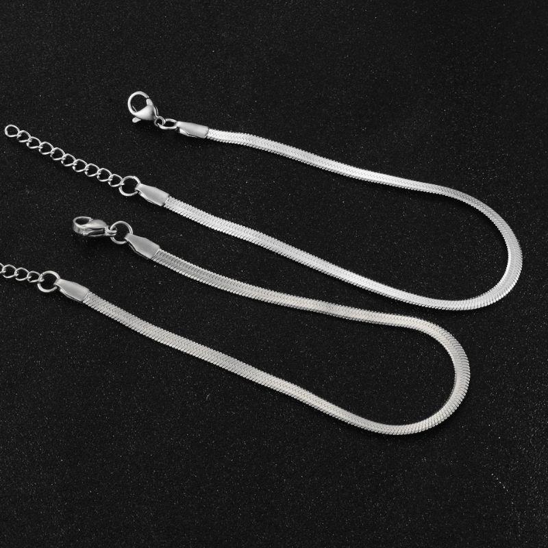 Lắc chân lắc tay inox kiểu dây mì dẹp 4mm không đen, không gỉ sét