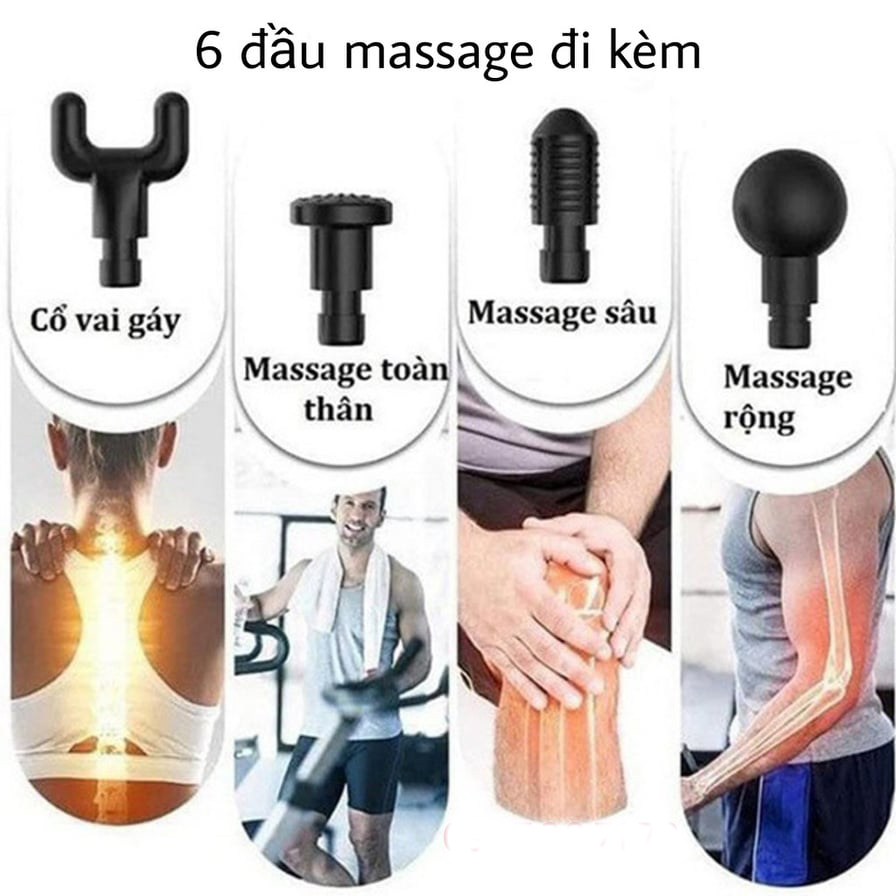 Máy Massage Cầm Tay Cao Cấp - 20 Cấp Độ, Hỗ Trợ Mát Xa Chuyên Sâu, Giảm Đau Cơ, Cứng Khớp giao màu ngẫu nhiên
