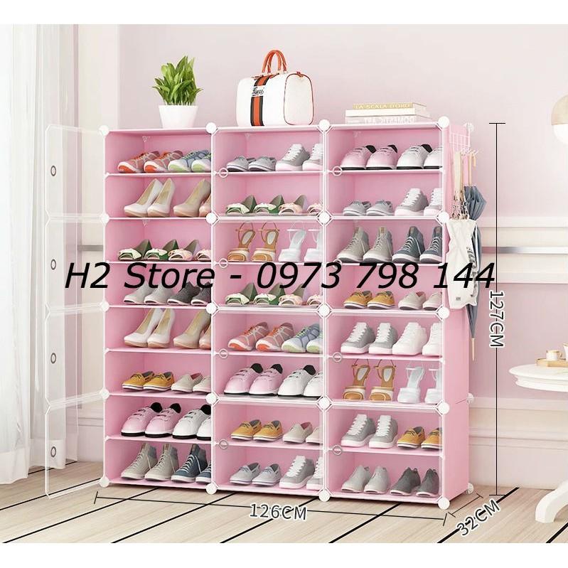TỦ ĐỂ GIÀY LẮP GHÉP ĐA NĂNG 24 Ô CỬA TRẮNG TRONG