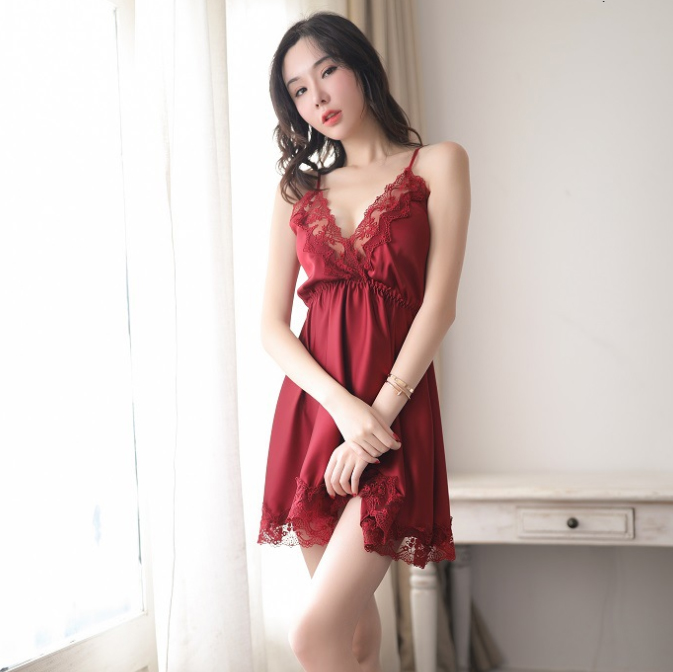 Váy Ngủ sexy phi lụa cao cấp - Đỏ